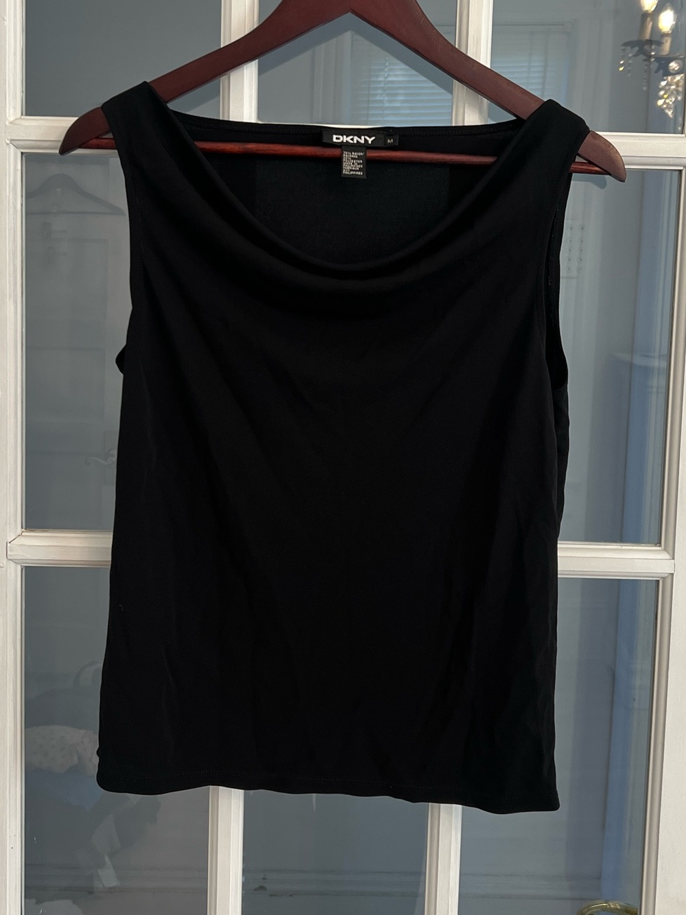 DKNY Women's Black Cowlneck Tank Top Size M